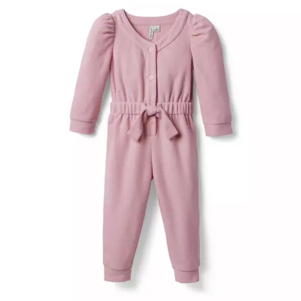 Janie and Jack pink Puff Sleeve Jumpsuit